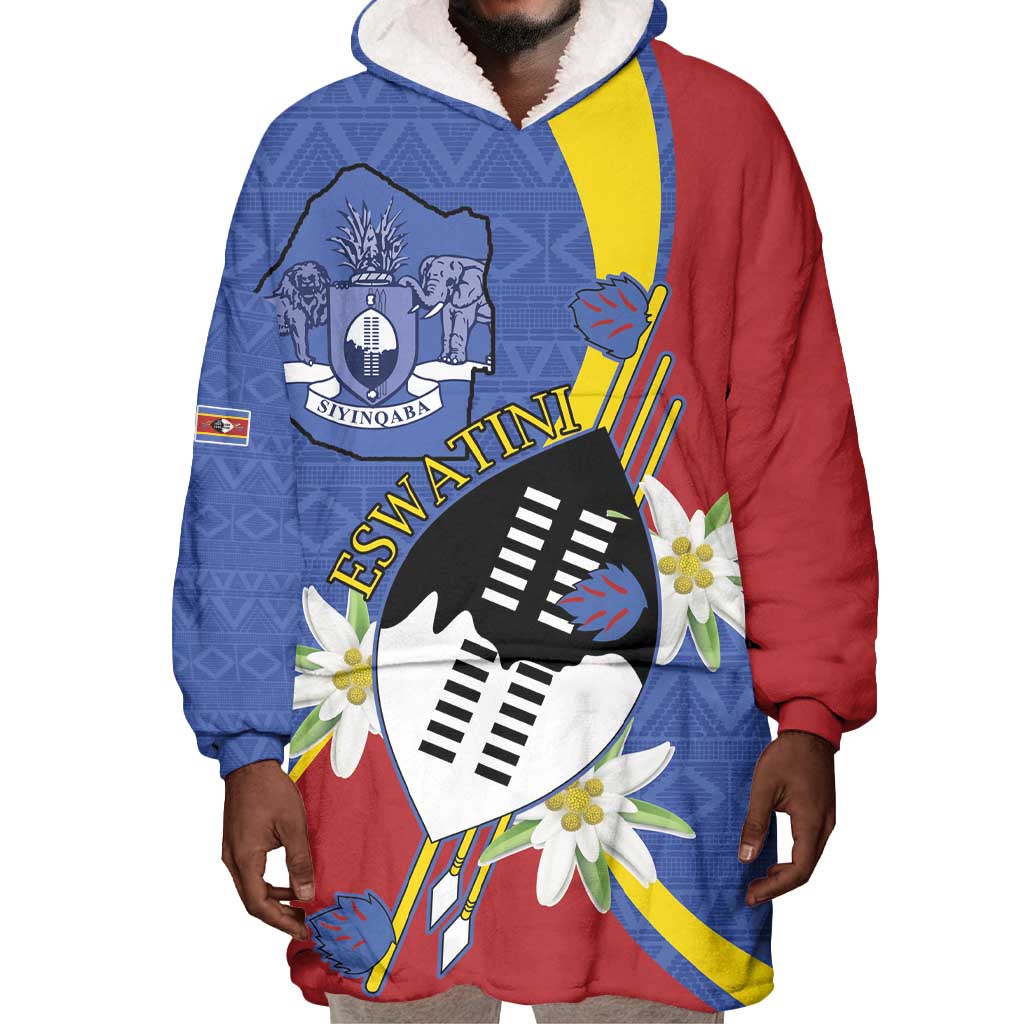 Umbuso weSwatini Wearable Blanket Hoodie Nguni Shield Edelweiss Flower LT15