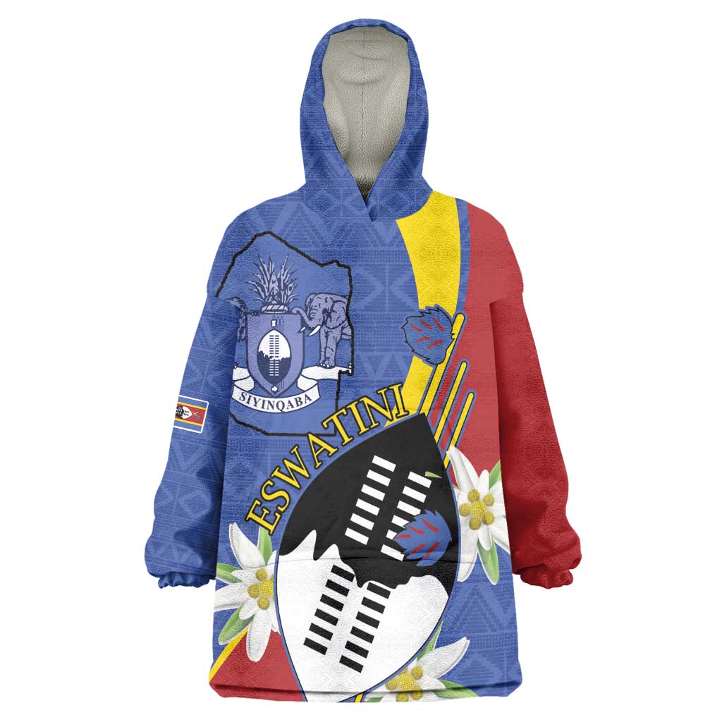 Umbuso weSwatini Wearable Blanket Hoodie Nguni Shield Edelweiss Flower LT15