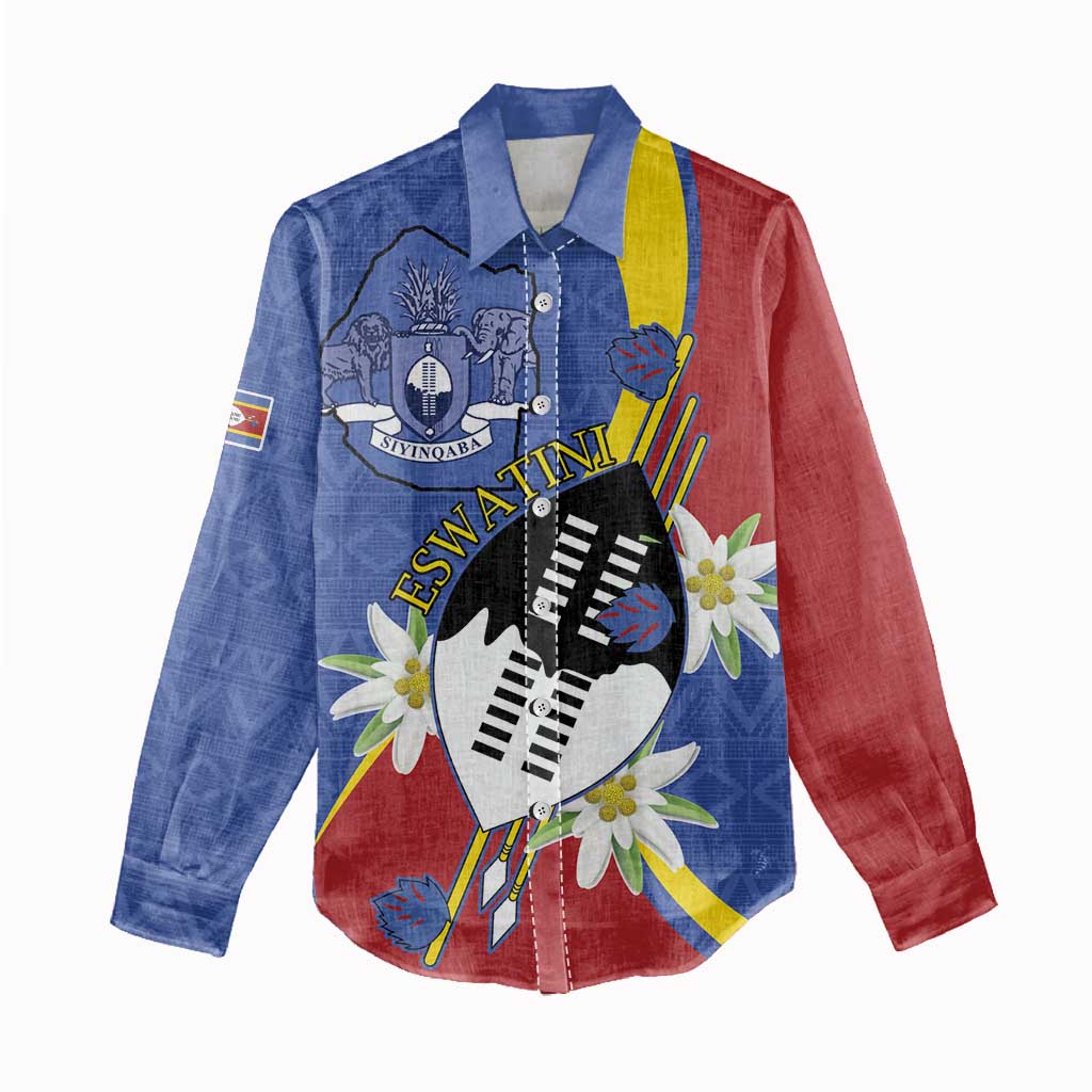 Umbuso weSwatini Women Casual Shirt Nguni Shield Edelweiss Flower LT15