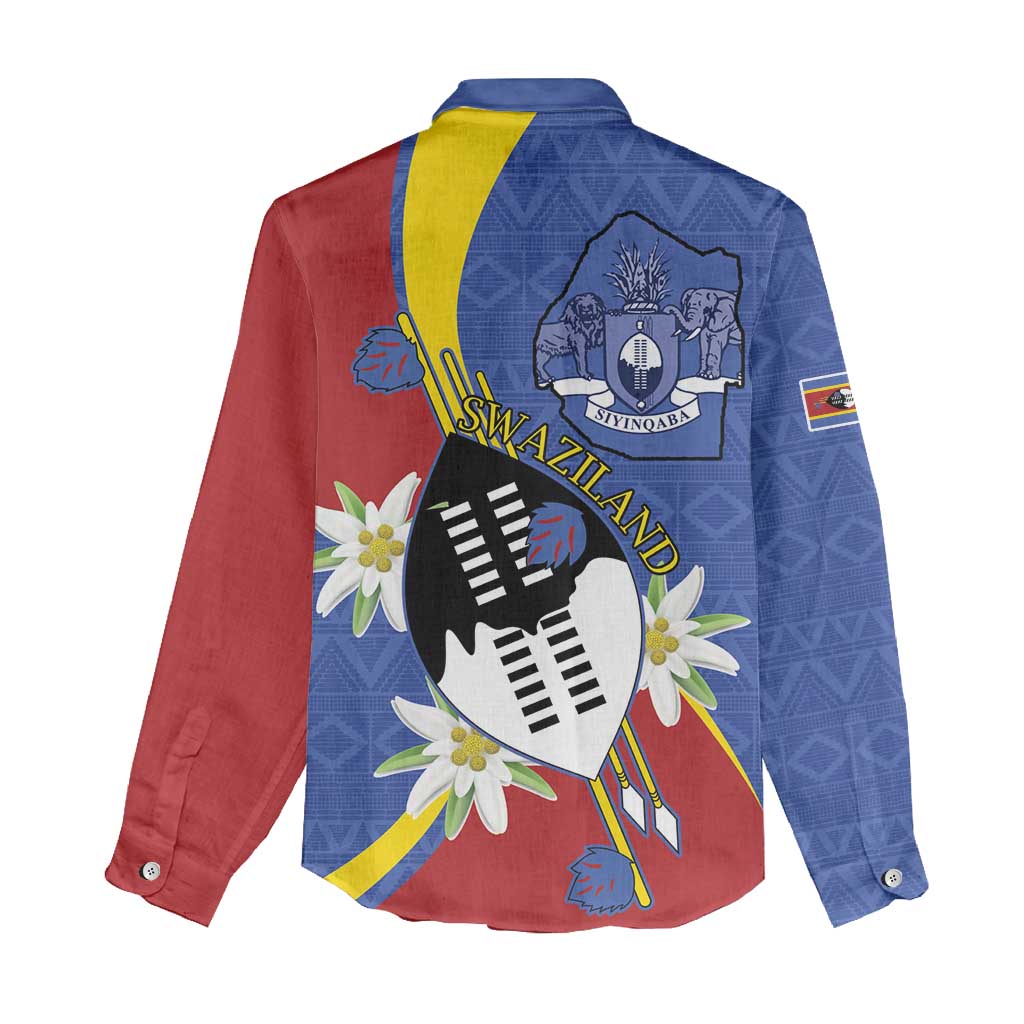 Umbuso weSwatini Women Casual Shirt Nguni Shield Edelweiss Flower LT15