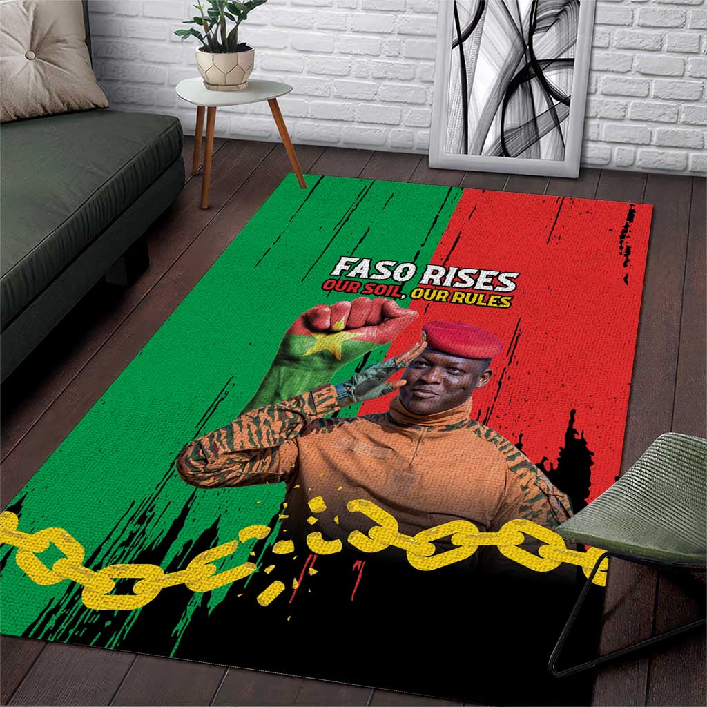 Faso Rises Our Soil Our Rules Area Rug Ibrahim Traore Revolutionary Spirit LT15