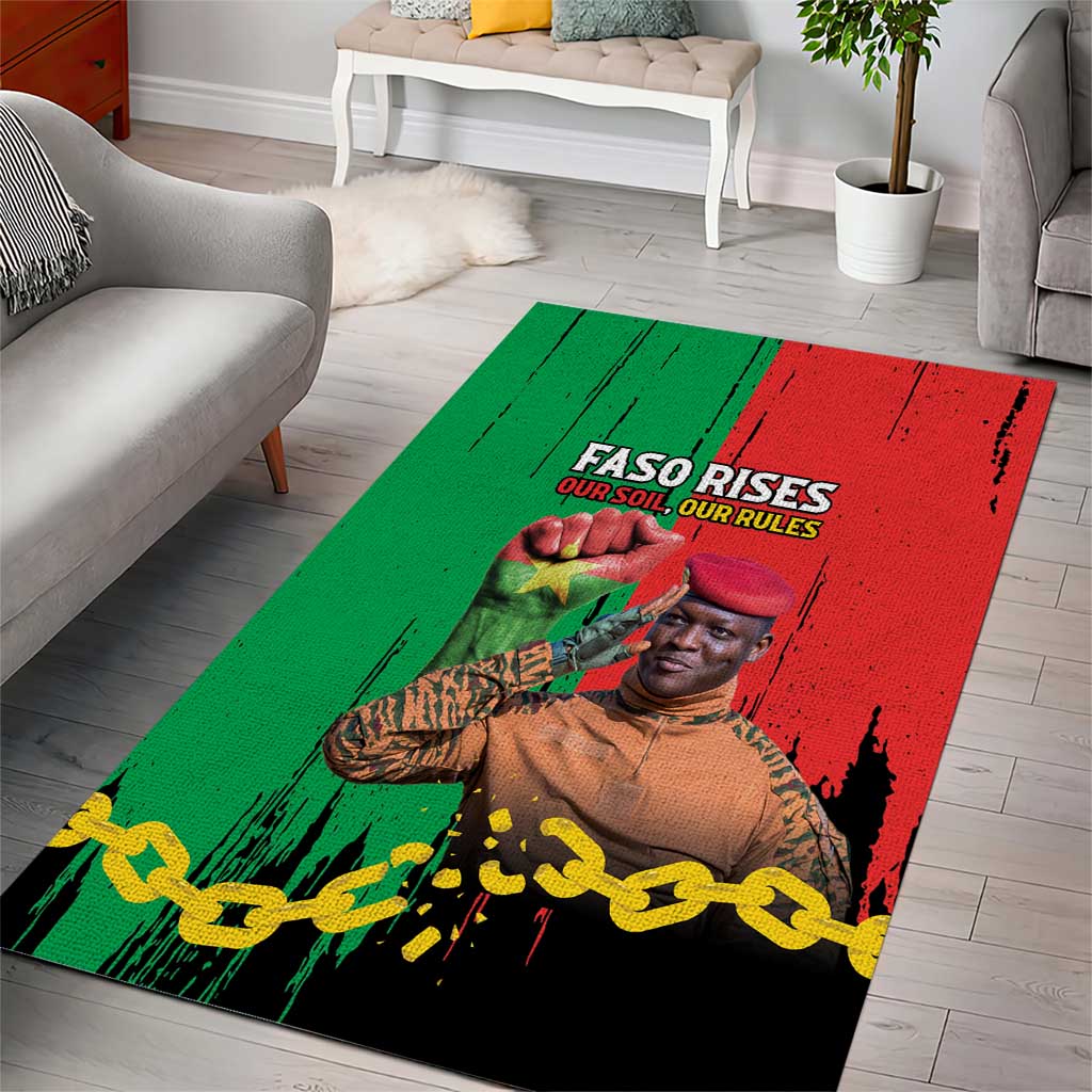 Faso Rises Our Soil Our Rules Area Rug Ibrahim Traore Revolutionary Spirit LT15