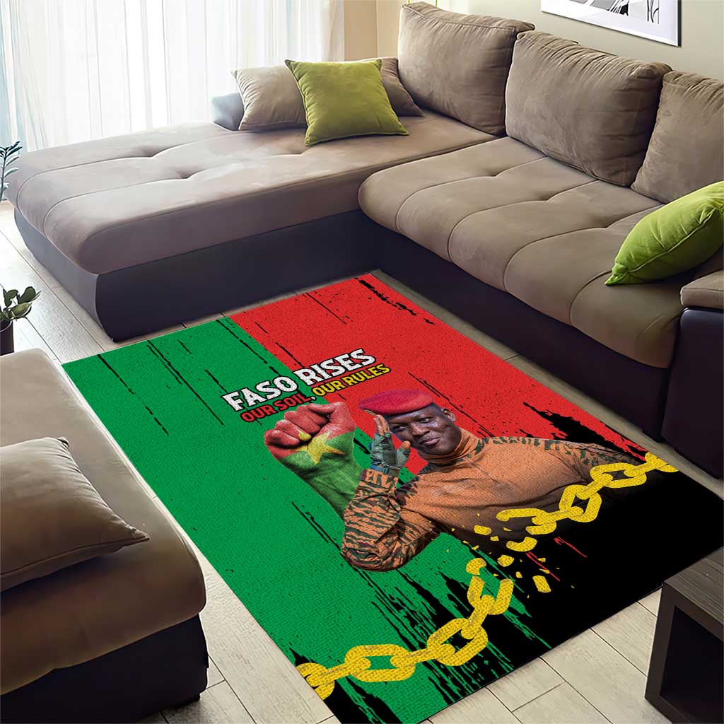 Faso Rises Our Soil Our Rules Area Rug Ibrahim Traore Revolutionary Spirit LT15
