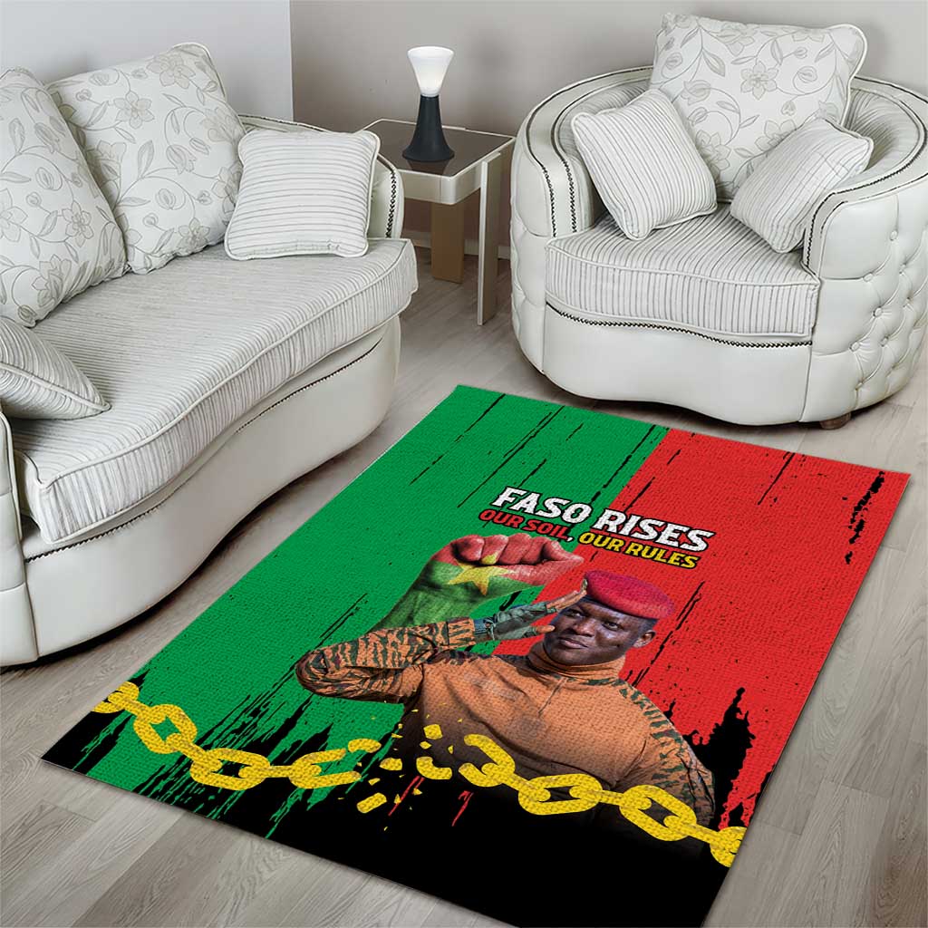 Faso Rises Our Soil Our Rules Area Rug Ibrahim Traore Revolutionary Spirit LT15