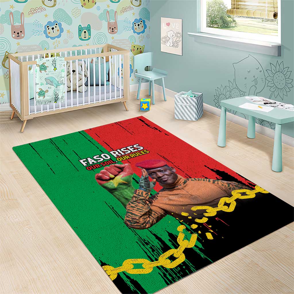 Faso Rises Our Soil Our Rules Area Rug Ibrahim Traore Revolutionary Spirit LT15
