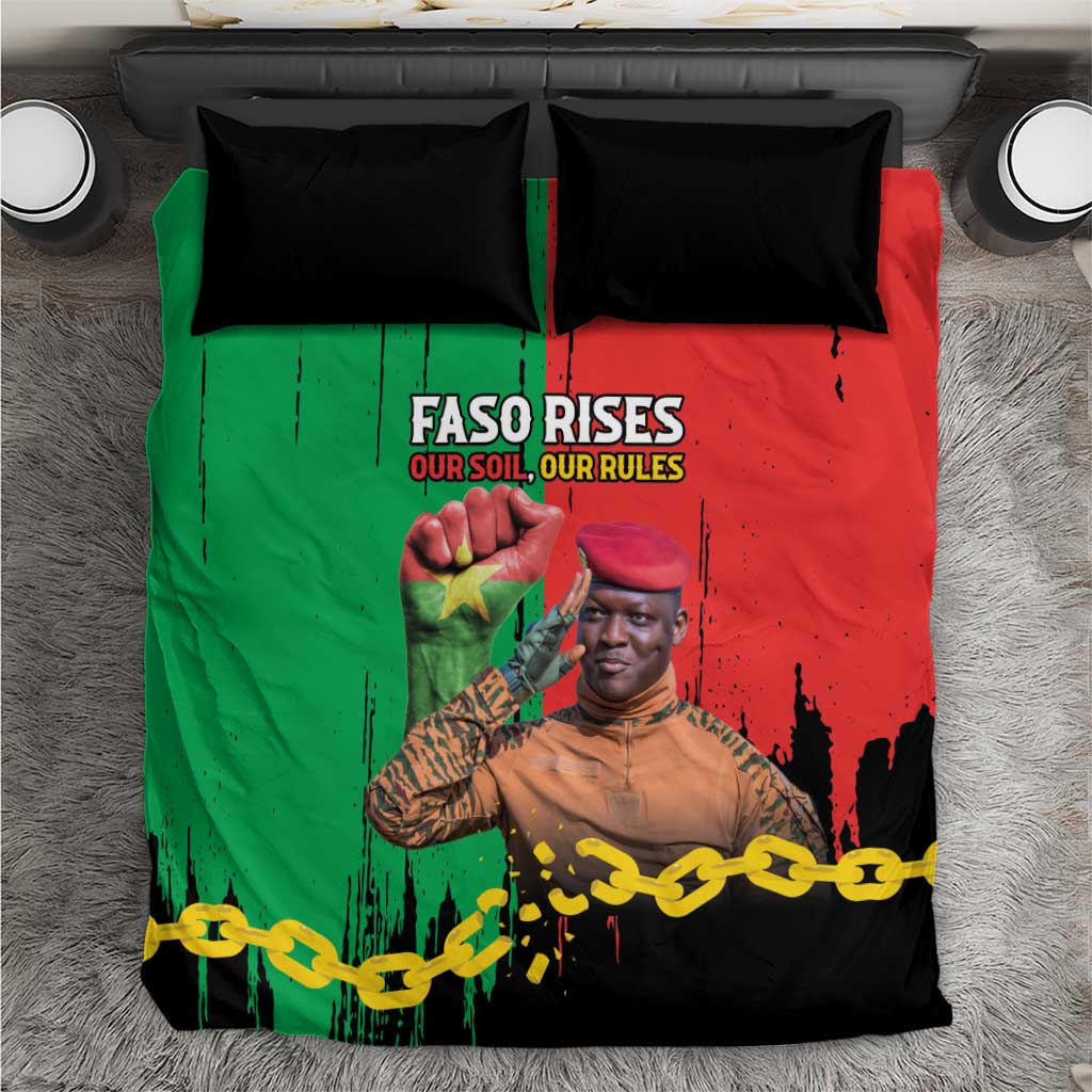 Faso Rises Our Soil Our Rules Bedding Set Ibrahim Traore Revolutionary Spirit LT15