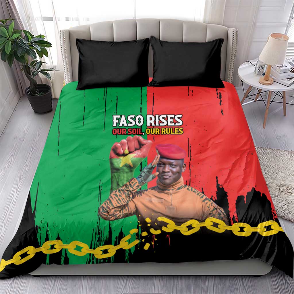Faso Rises Our Soil Our Rules Bedding Set Ibrahim Traore Revolutionary Spirit LT15