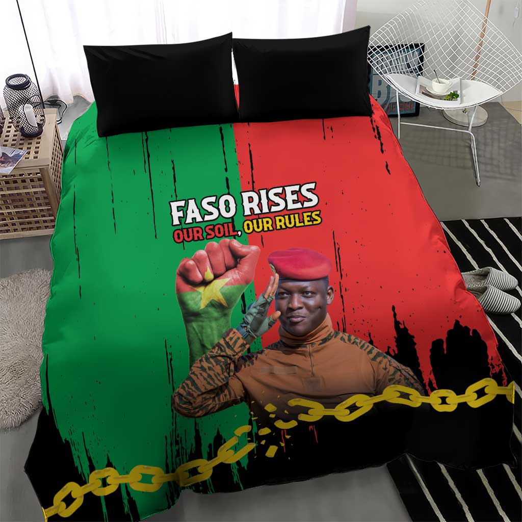 Faso Rises Our Soil Our Rules Bedding Set Ibrahim Traore Revolutionary Spirit LT15