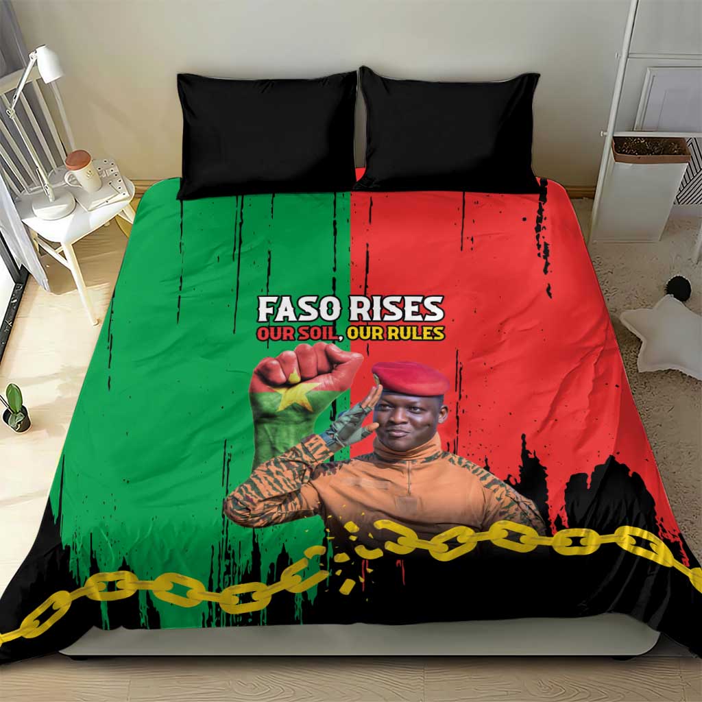 Faso Rises Our Soil Our Rules Bedding Set Ibrahim Traore Revolutionary Spirit LT15