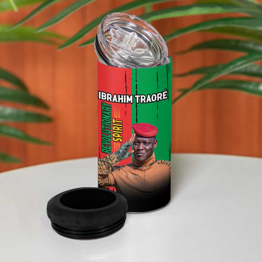 Faso Rises Our Soil Our Rules 4 in 1 Can Cooler Tumbler Ibrahim Traore Revolutionary Spirit LT15