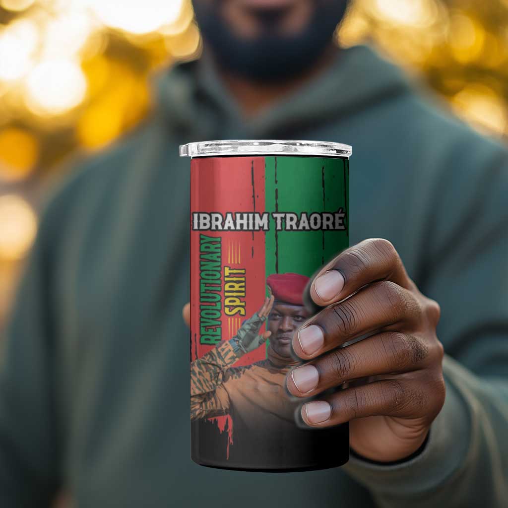 Faso Rises Our Soil Our Rules 4 in 1 Can Cooler Tumbler Ibrahim Traore Revolutionary Spirit LT15