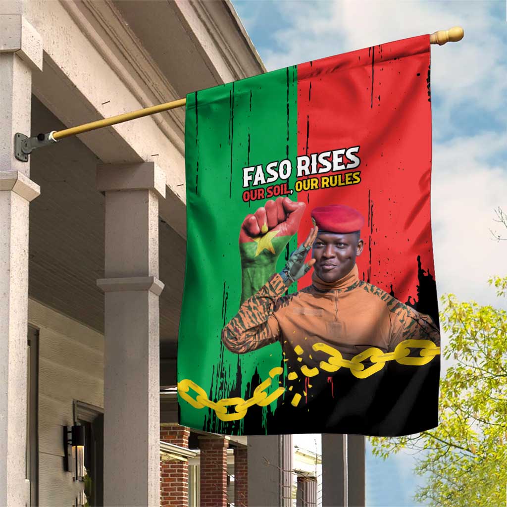 Faso Rises Our Soil Our Rules Garden Flag Ibrahim Traore Revolutionary Spirit LT15