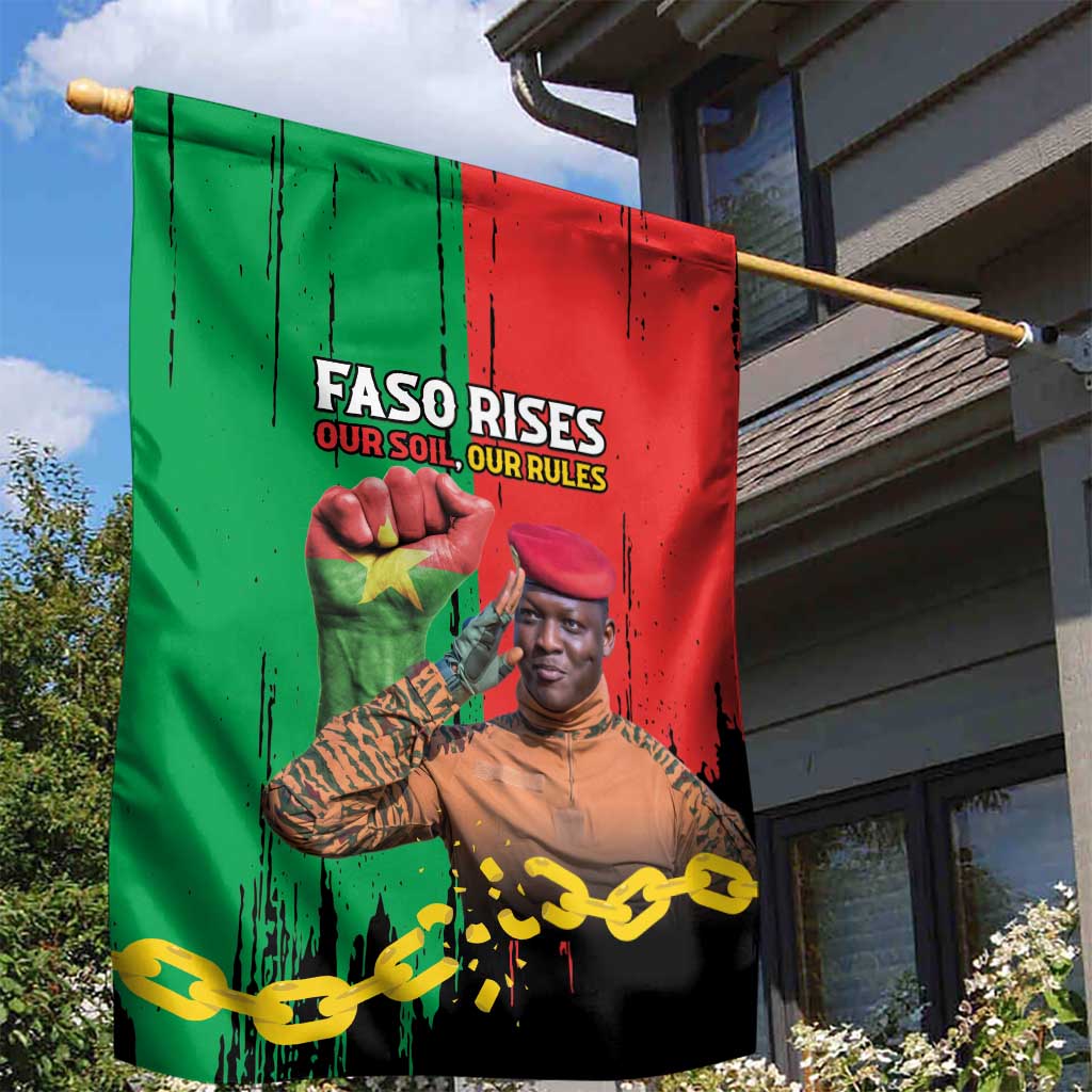 Faso Rises Our Soil Our Rules Garden Flag Ibrahim Traore Revolutionary Spirit LT15