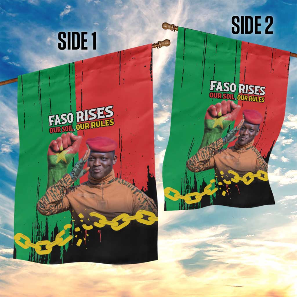 Faso Rises Our Soil Our Rules Garden Flag Ibrahim Traore Revolutionary Spirit LT15