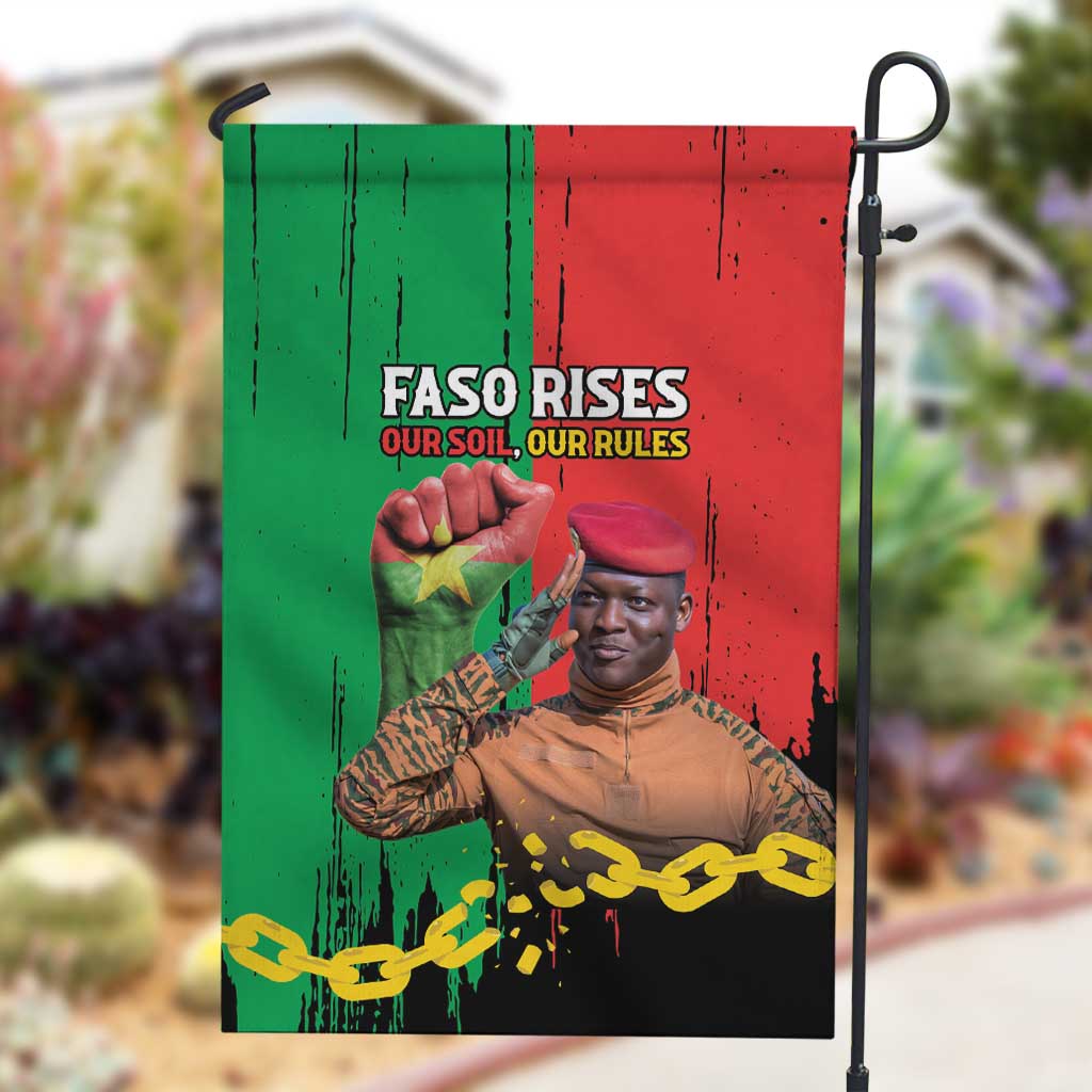 Faso Rises Our Soil Our Rules Garden Flag Ibrahim Traore Revolutionary Spirit LT15