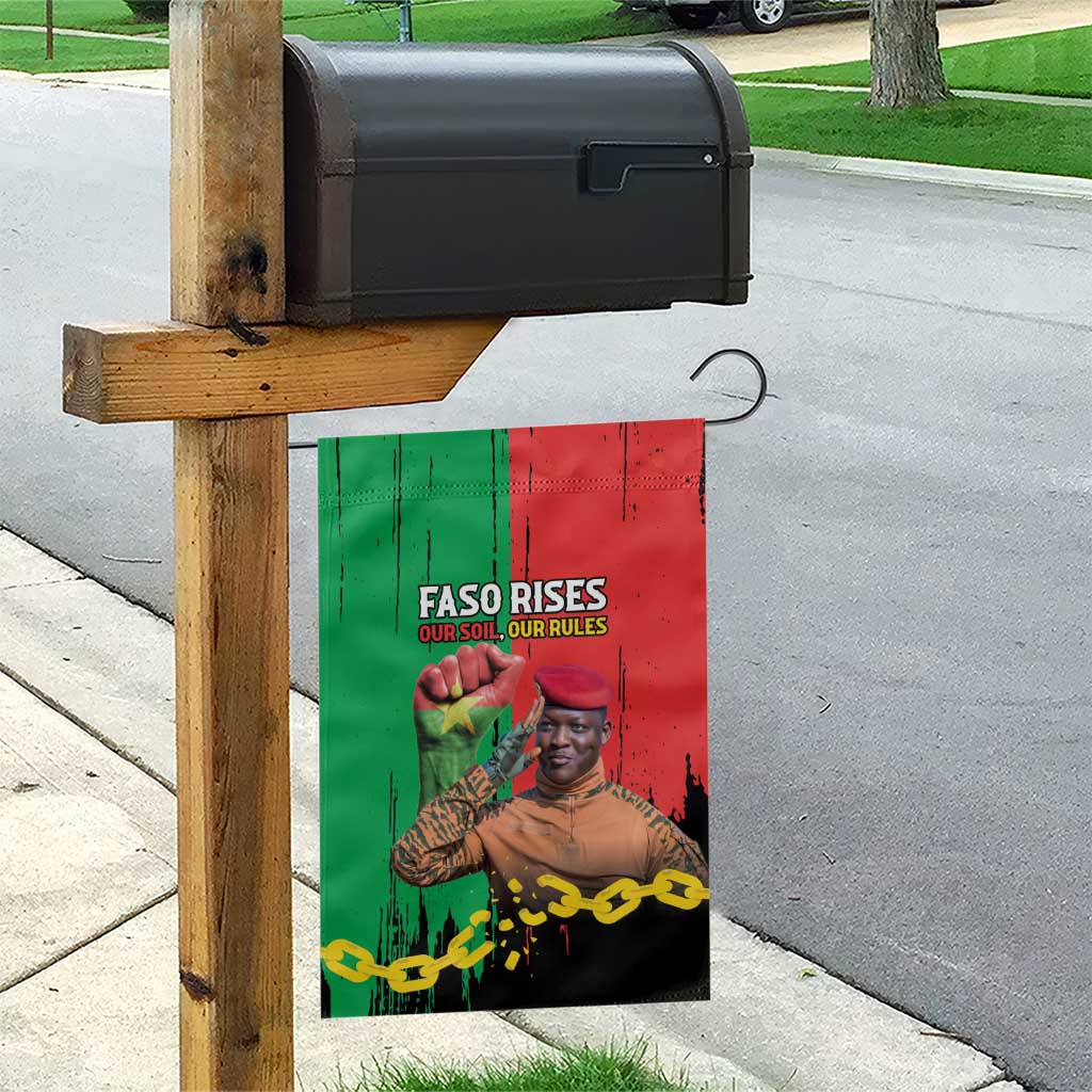 Faso Rises Our Soil Our Rules Garden Flag Ibrahim Traore Revolutionary Spirit LT15