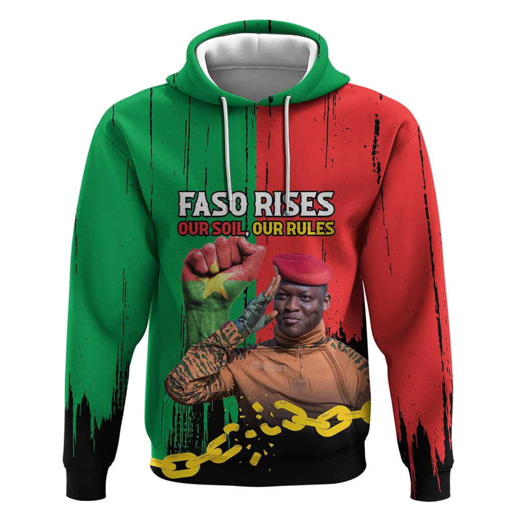 Ibrahim Traore Hoodie Faso Rises Our Soil Our Rules LT15