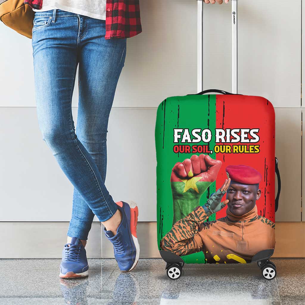 Ibrahim Traore Luggage Cover Faso Rises Our Soil Our Rules LT15