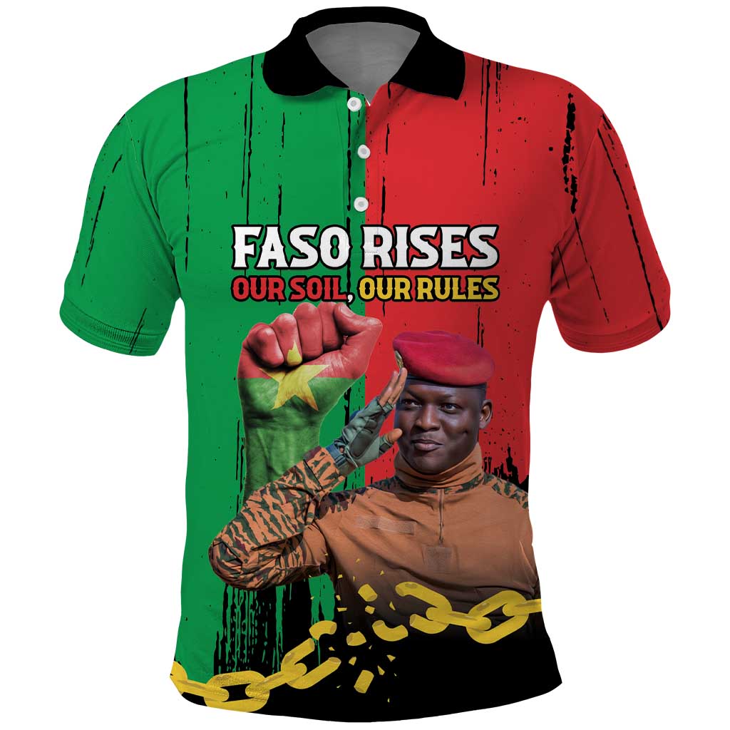 Ibrahim Traore Polo Shirt Faso Rises Our Soil Our Rules LT15