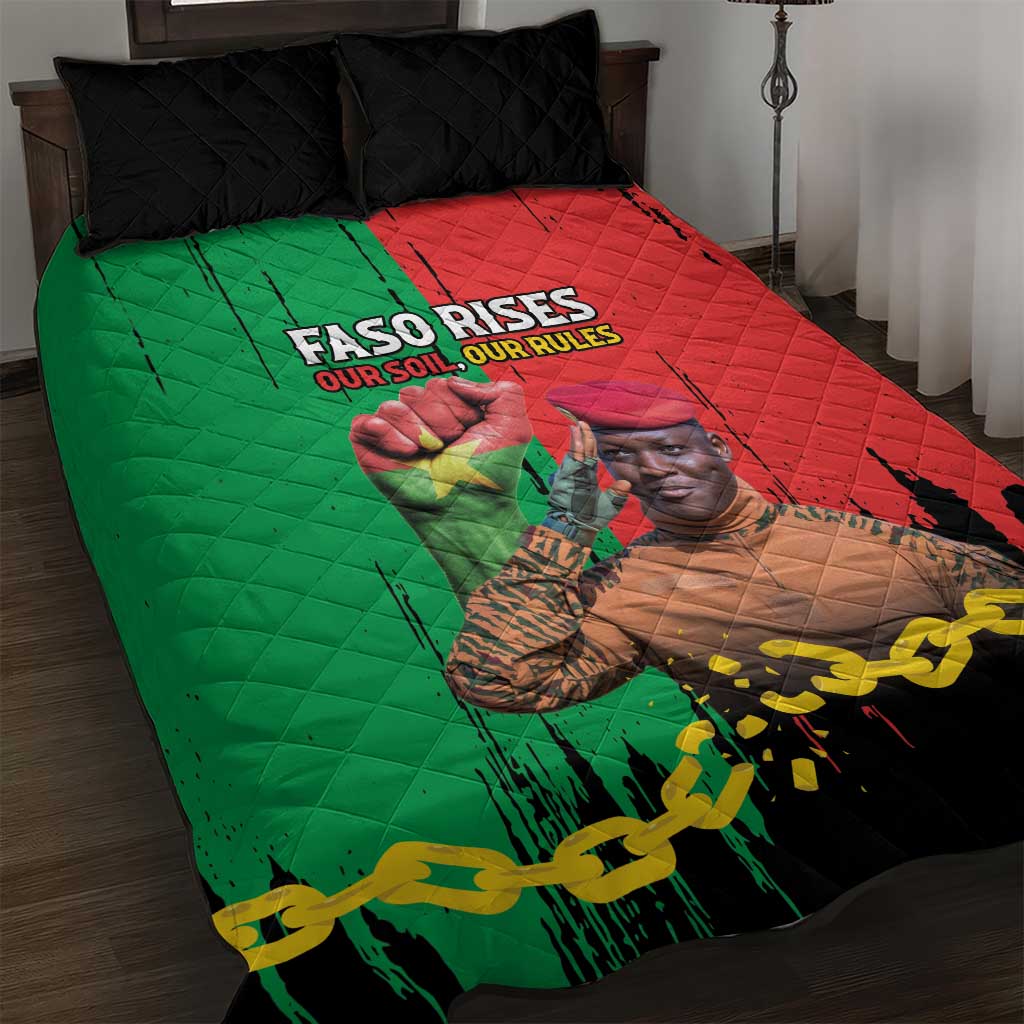 Faso Rises Our Soil Our Rules Quilt Bed Set Ibrahim Traore Revolutionary Spirit LT15