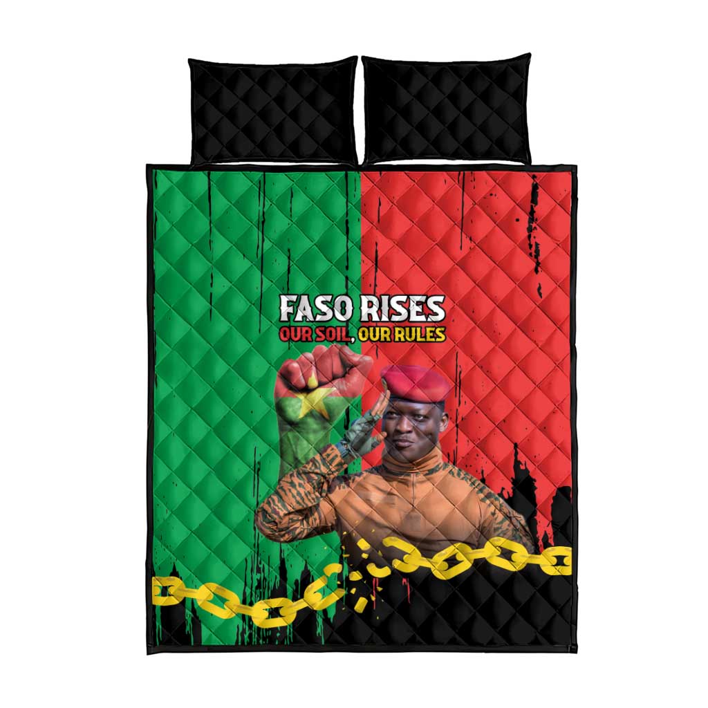 Faso Rises Our Soil Our Rules Quilt Bed Set Ibrahim Traore Revolutionary Spirit LT15
