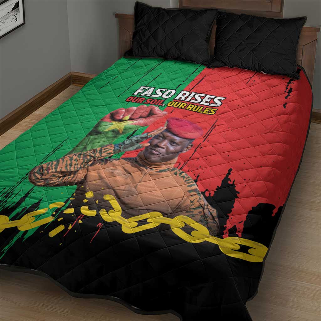Faso Rises Our Soil Our Rules Quilt Bed Set Ibrahim Traore Revolutionary Spirit LT15