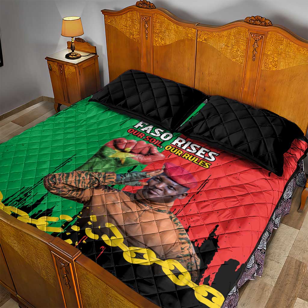 Faso Rises Our Soil Our Rules Quilt Bed Set Ibrahim Traore Revolutionary Spirit LT15