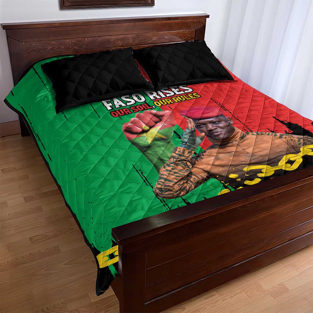 Faso Rises Our Soil Our Rules Quilt Bed Set Ibrahim Traore Revolutionary Spirit LT15