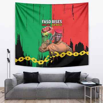 Faso Rises Our Soil Our Rules Tapestry Ibrahim Traore Revolutionary Spirit LT15