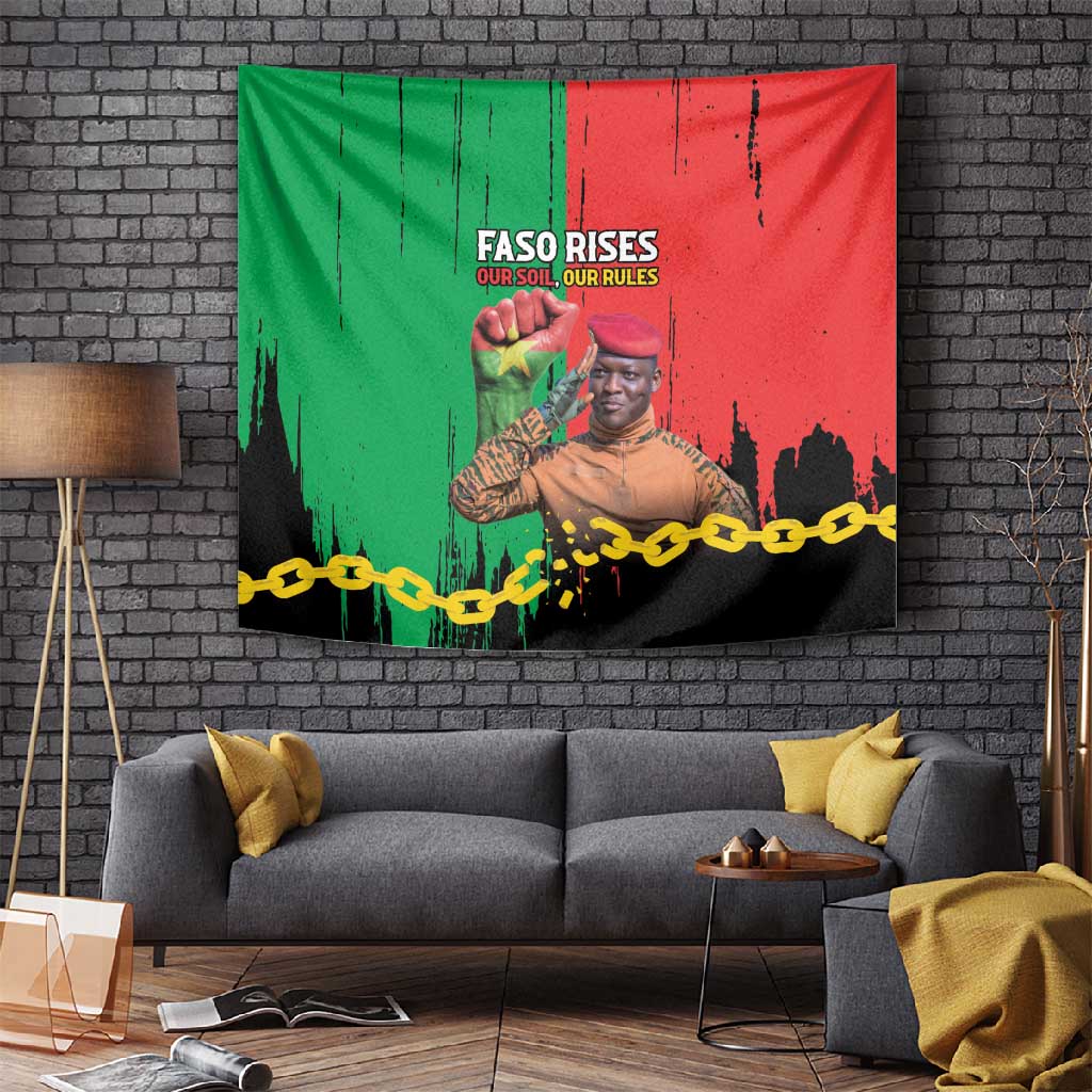 Faso Rises Our Soil Our Rules Tapestry Ibrahim Traore Revolutionary Spirit LT15