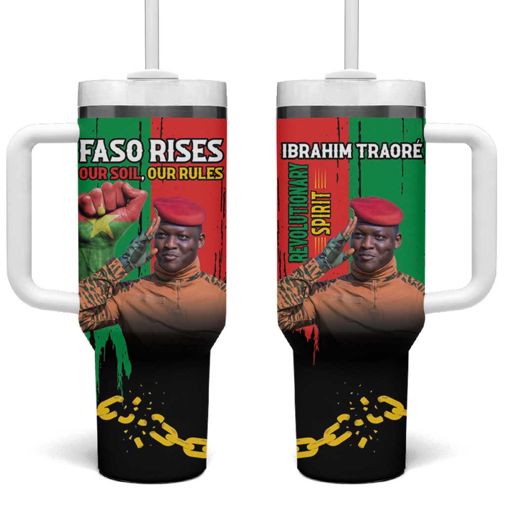 Faso Rises Our Soil Our Rules Tumbler With Handle Ibrahim Traore Revolutionary Spirit LT15