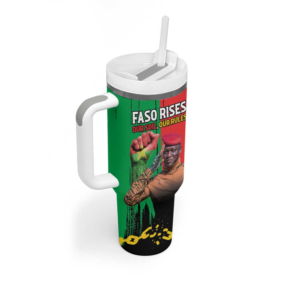 Faso Rises Our Soil Our Rules Tumbler With Handle Ibrahim Traore Revolutionary Spirit LT15