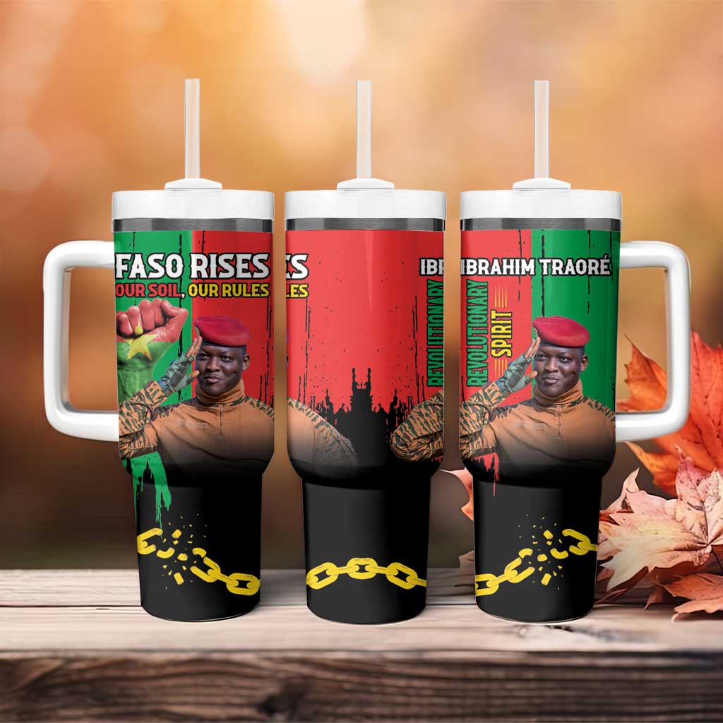 Faso Rises Our Soil Our Rules Tumbler With Handle Ibrahim Traore Revolutionary Spirit LT15