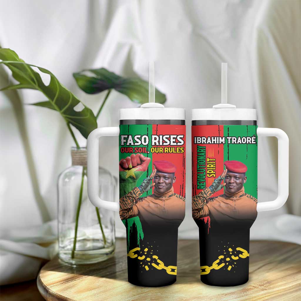 Faso Rises Our Soil Our Rules Tumbler With Handle Ibrahim Traore Revolutionary Spirit LT15
