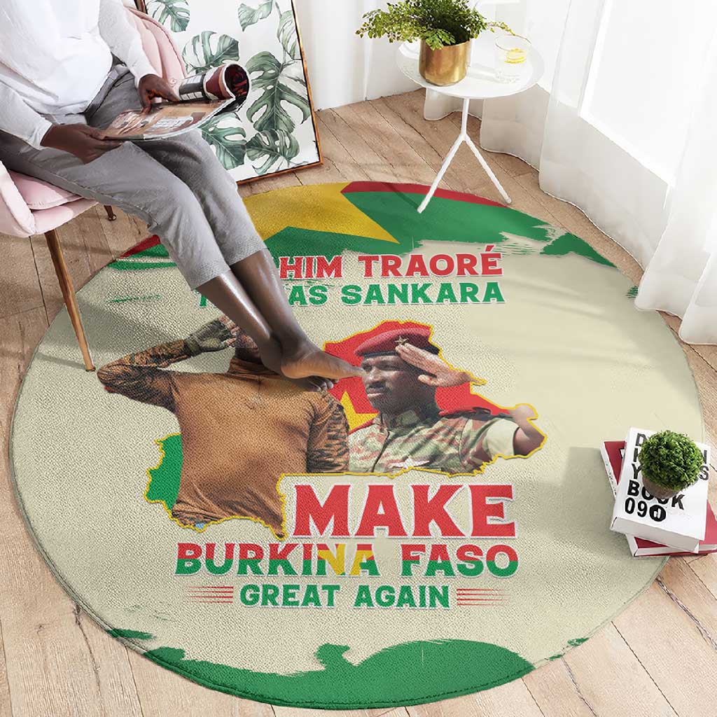 Ibrahim Traore Thomas Sankara Round Carpet Make Burkina Faso Great Again LT15