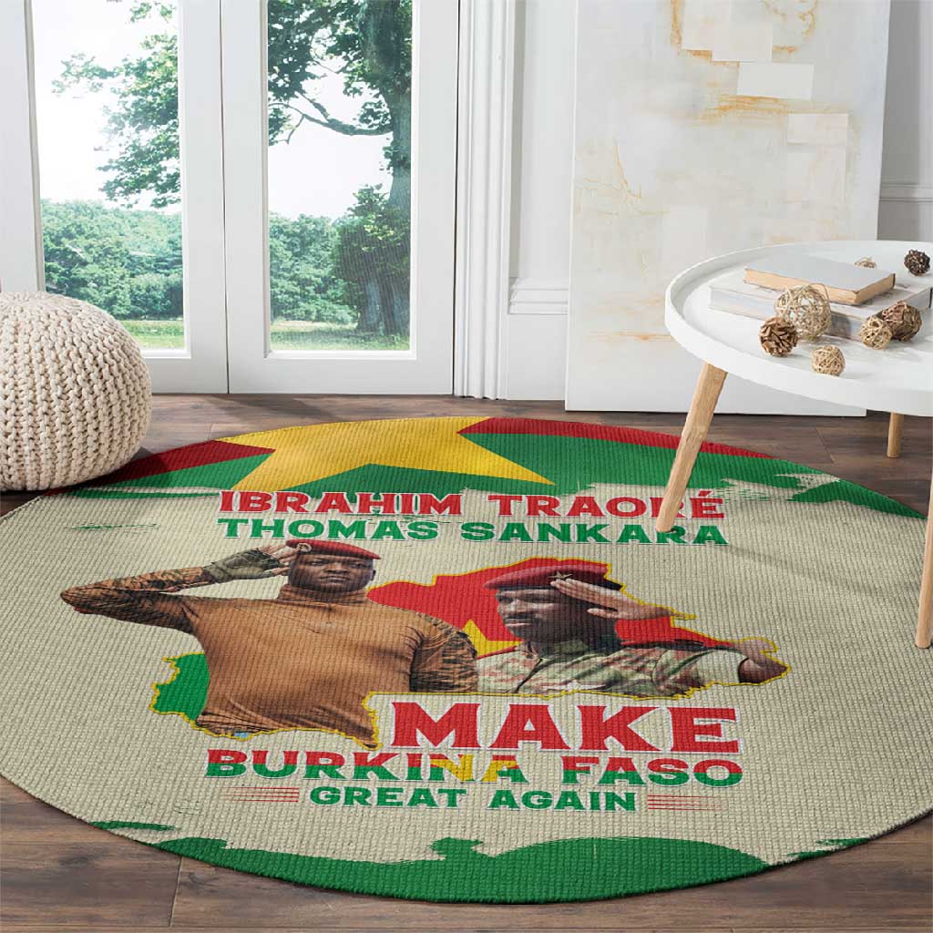 Ibrahim Traore Thomas Sankara Round Carpet Make Burkina Faso Great Again LT15