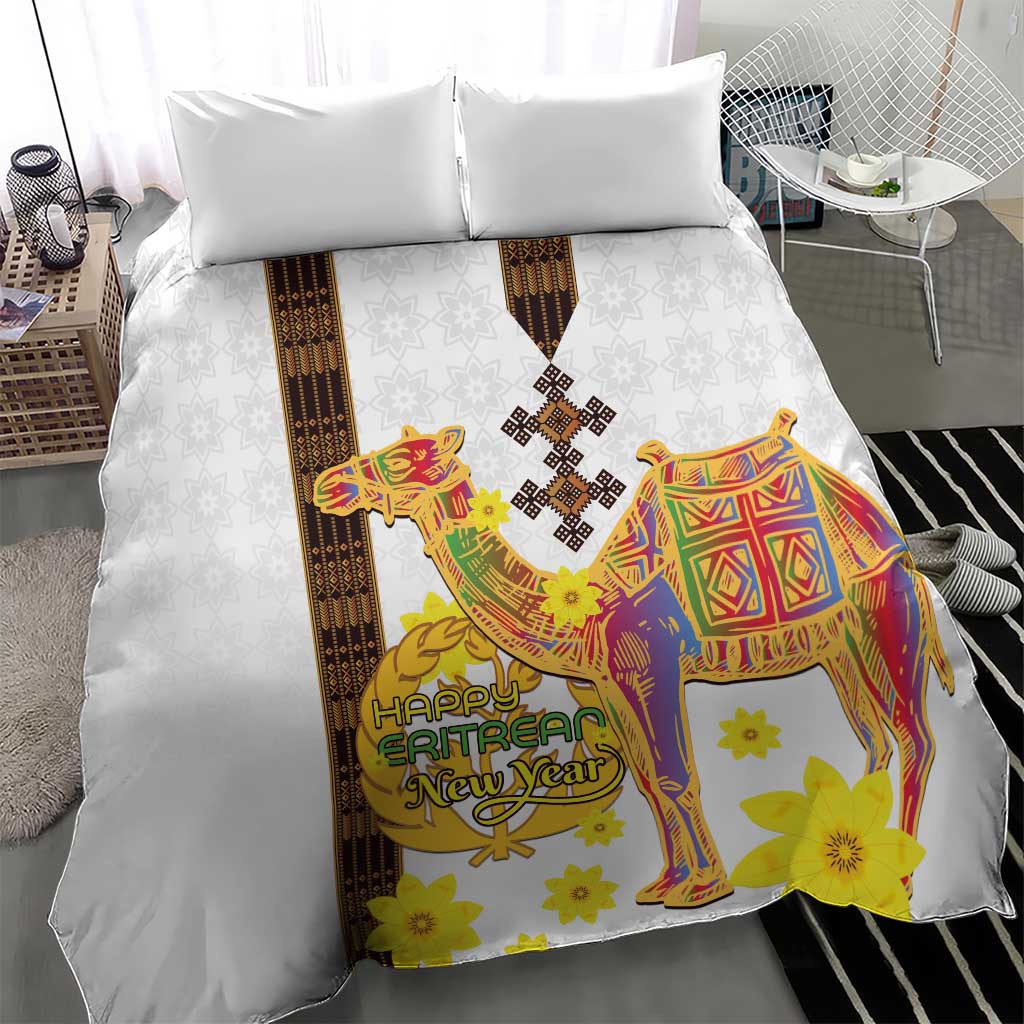 Melkam Enkutatash Eritrean Bedding Set Camel With Habesha Tilet Pattern LT15