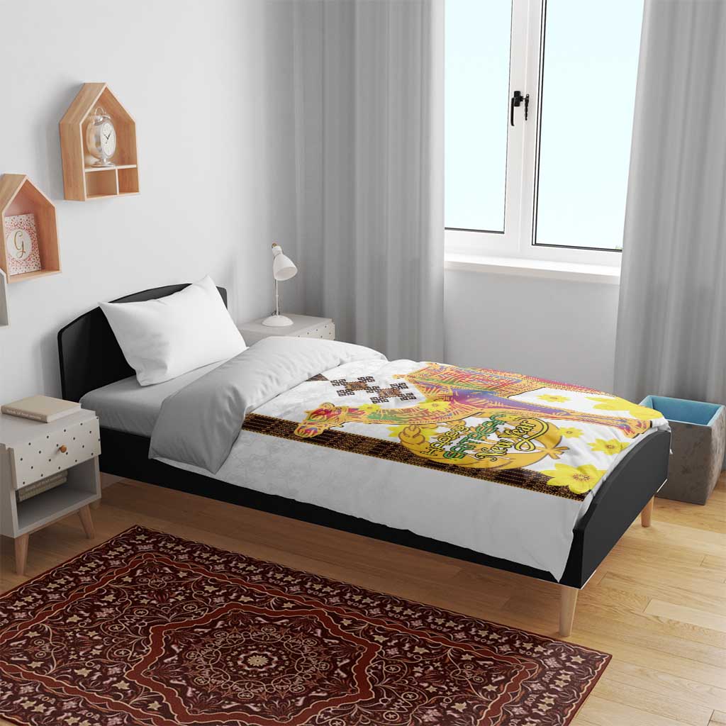 Melkam Enkutatash Eritrean Bedding Set Camel With Habesha Tilet Pattern LT15