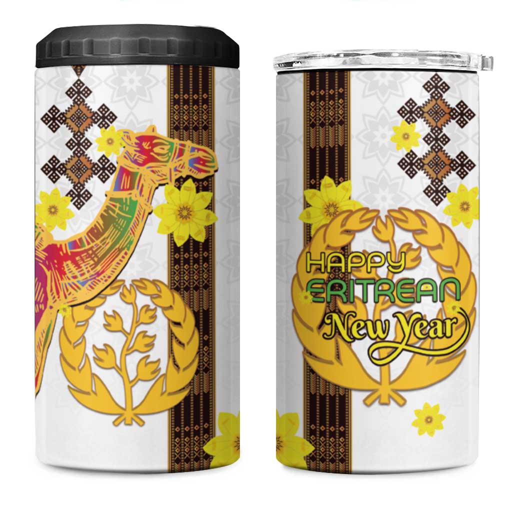 Melkam Enkutatash Eritrean 4 in 1 Can Cooler Tumbler Camel With Habesha Tilet Pattern LT15