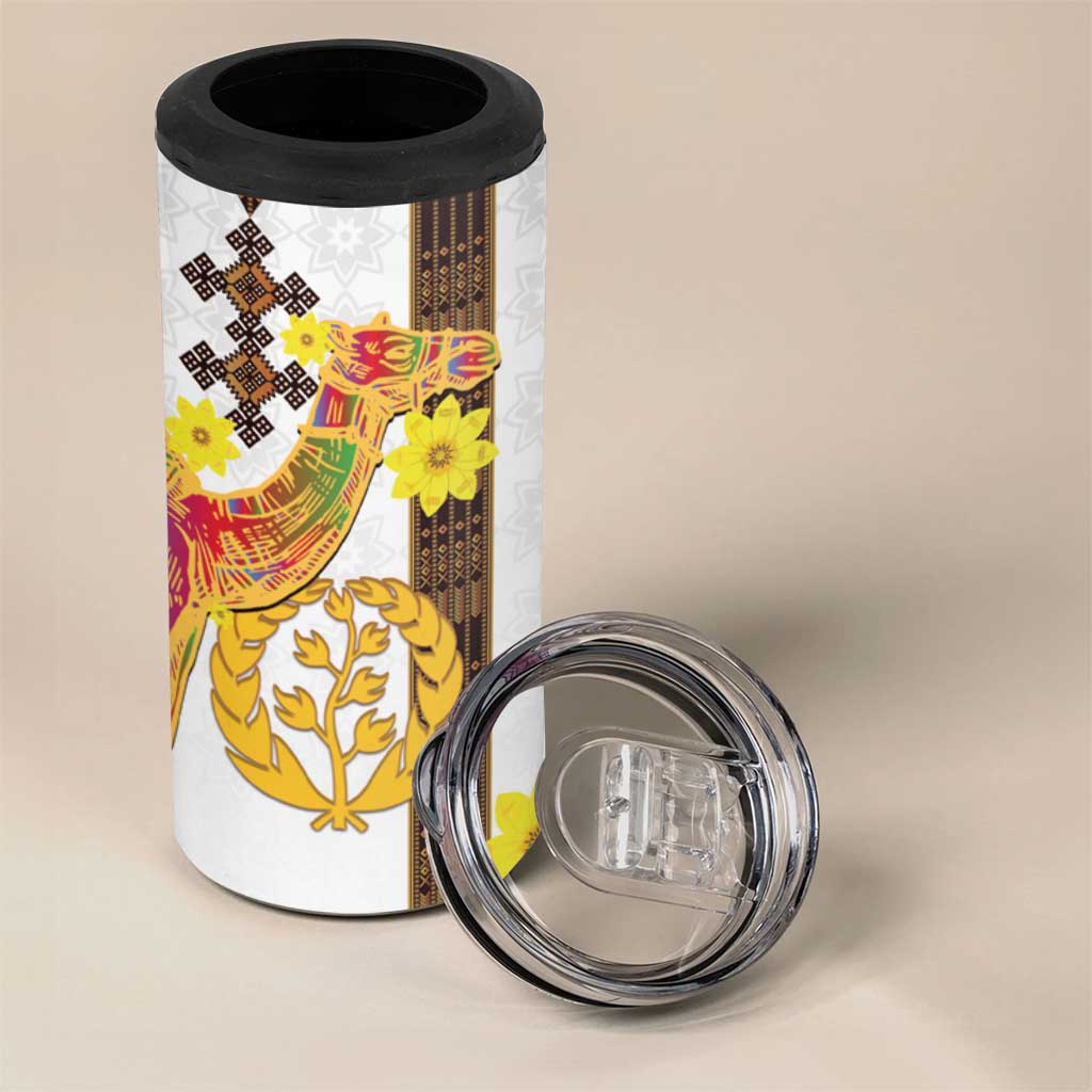 Melkam Enkutatash Eritrean 4 in 1 Can Cooler Tumbler Camel With Habesha Tilet Pattern LT15