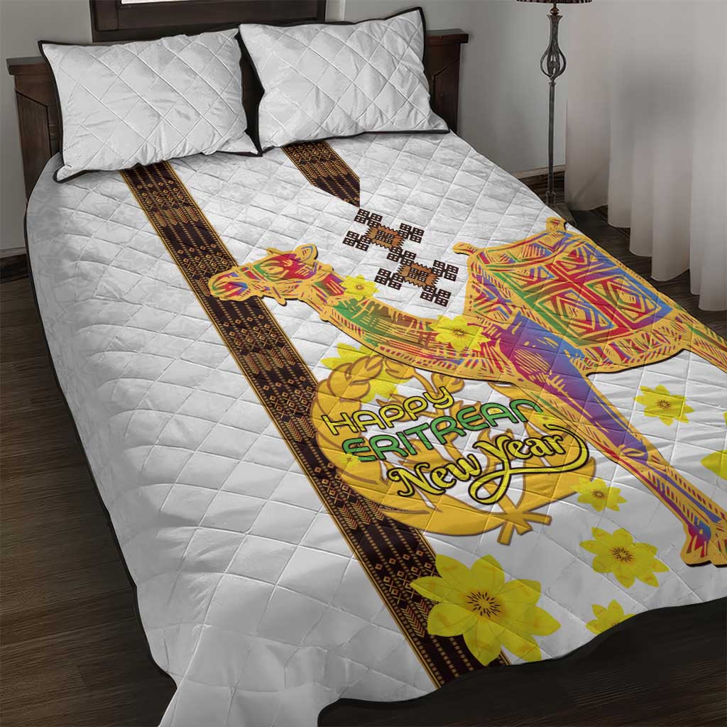 Melkam Enkutatash Eritrean Quilt Bed Set Camel With Habesha Tilet Pattern LT15