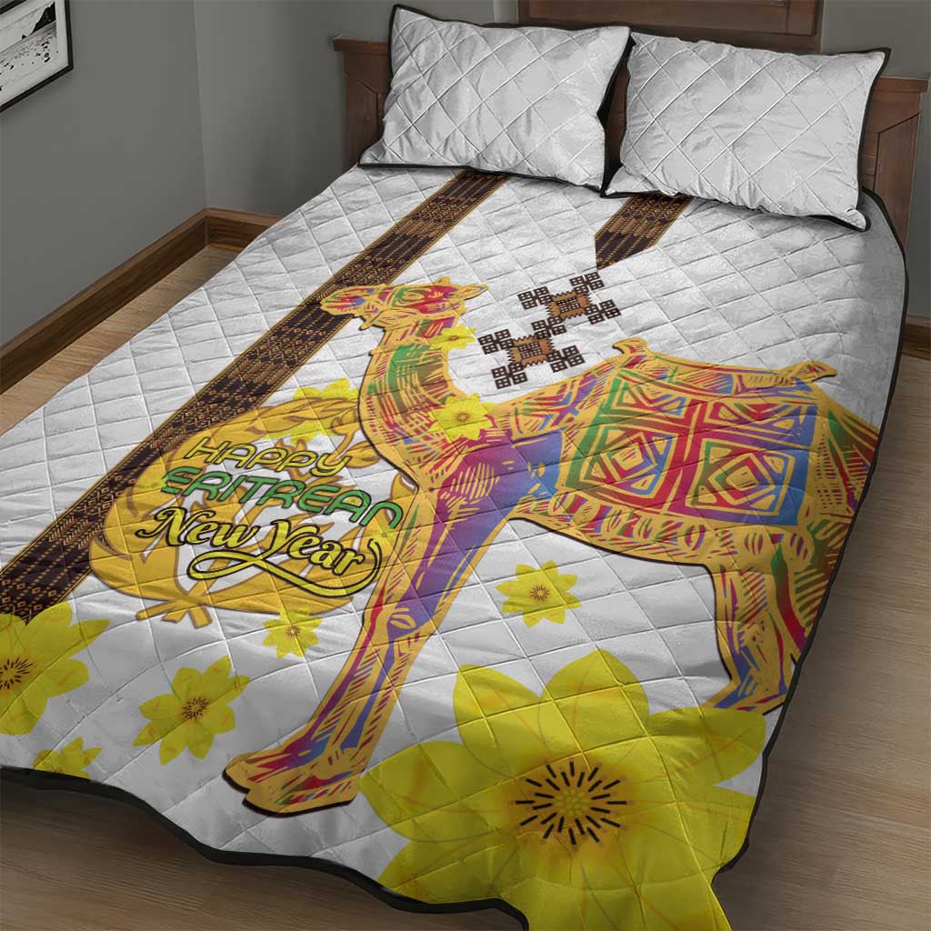Melkam Enkutatash Eritrean Quilt Bed Set Camel With Habesha Tilet Pattern LT15