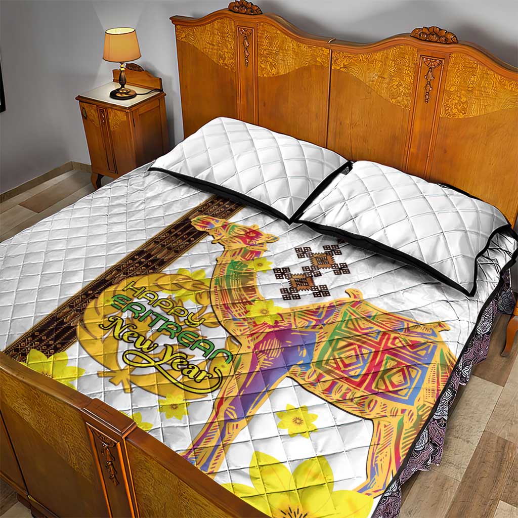 Melkam Enkutatash Eritrean Quilt Bed Set Camel With Habesha Tilet Pattern LT15