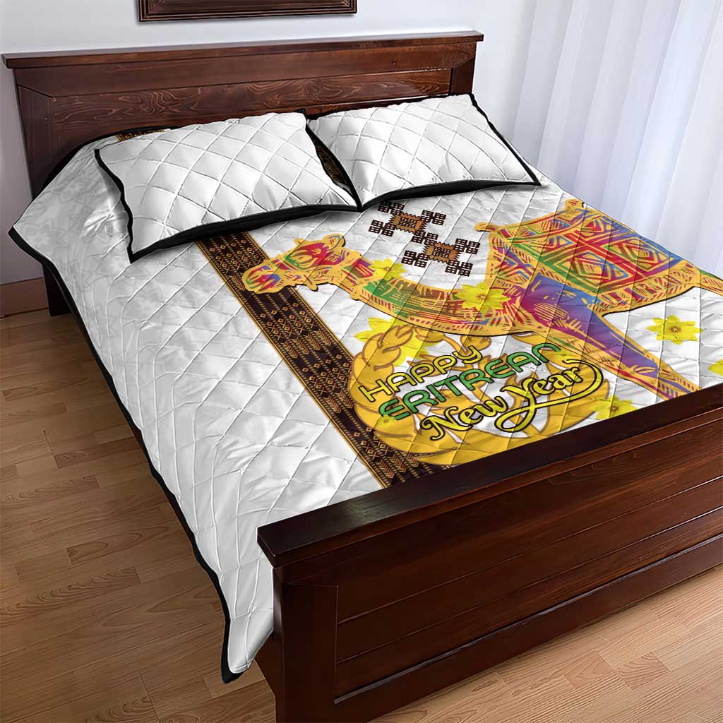 Melkam Enkutatash Eritrean Quilt Bed Set Camel With Habesha Tilet Pattern LT15