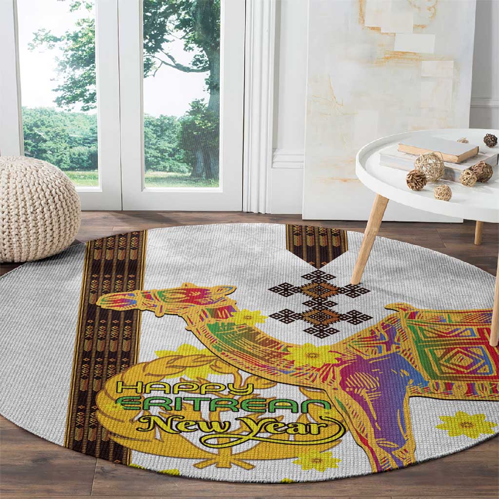Melkam Enkutatash Eritrean Round Carpet Camel With Habesha Tilet Pattern LT15