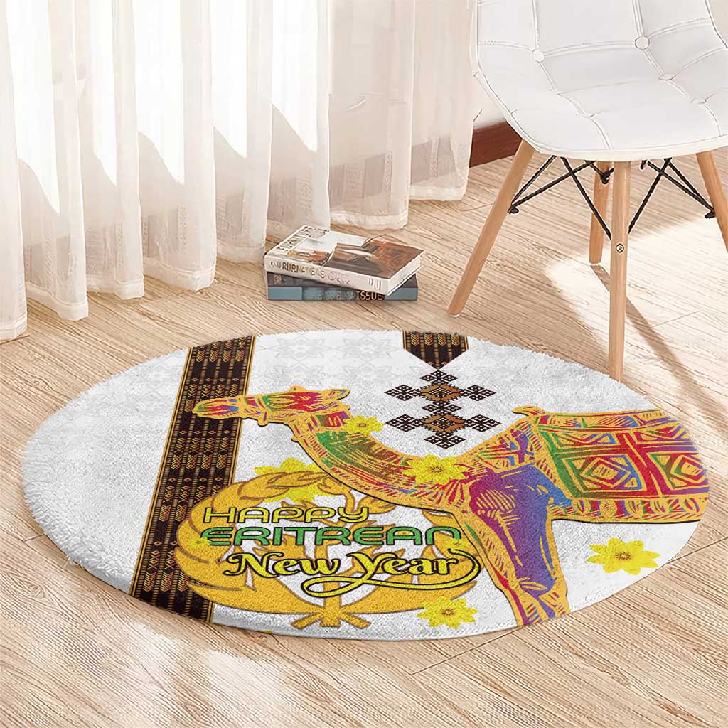 Melkam Enkutatash Eritrean Round Carpet Camel With Habesha Tilet Pattern LT15