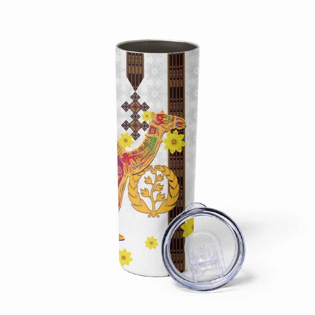 Melkam Enkutatash Eritrean Skinny Tumbler Camel With Habesha Tilet Pattern LT15