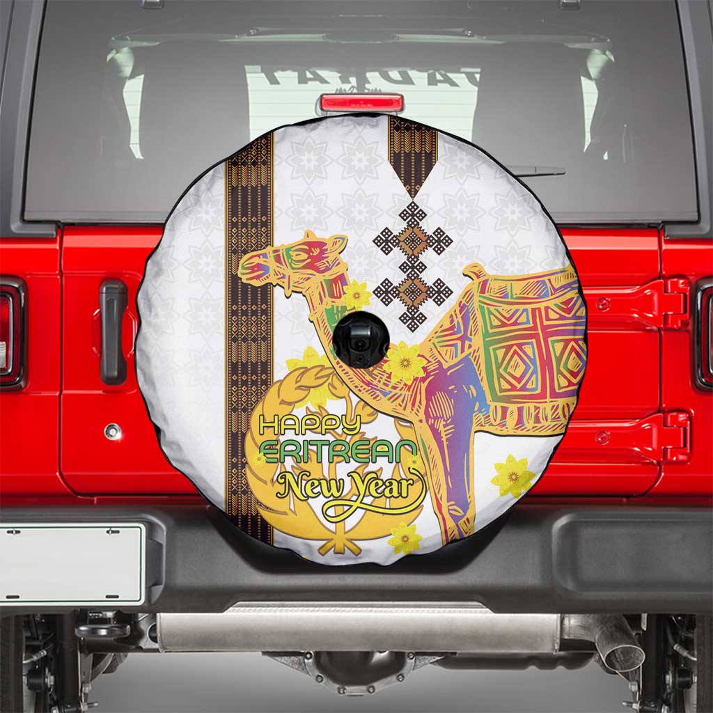 Happy Eritrea New Year Spare Tire Cover Adey Abeba Flower With Habesha Tilet Pattern LT15