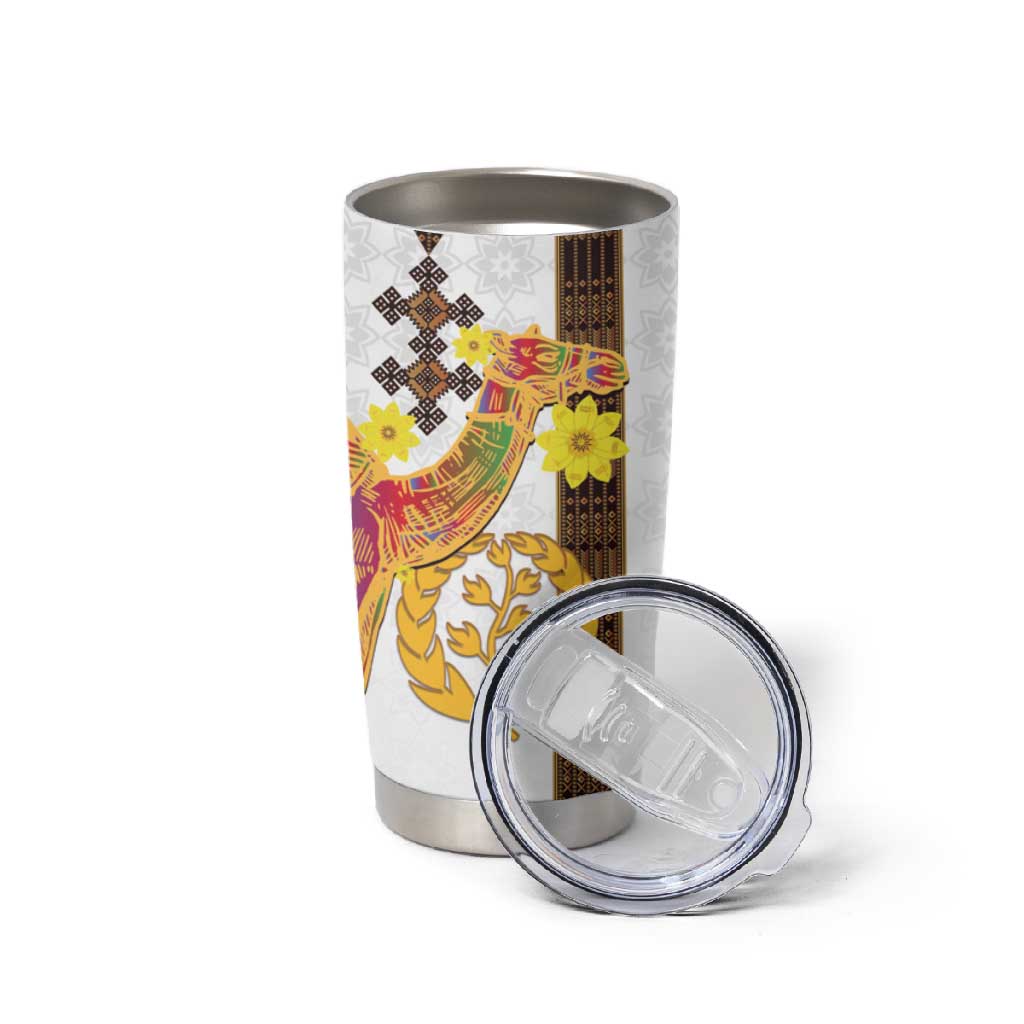 Melkam Enkutatash Eritrean Tumbler Cup Camel With Habesha Tilet Pattern LT15