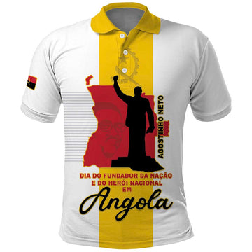 Personalized Angola National Heroes Day Polo Shirt Agostinho Neto With Map LT15